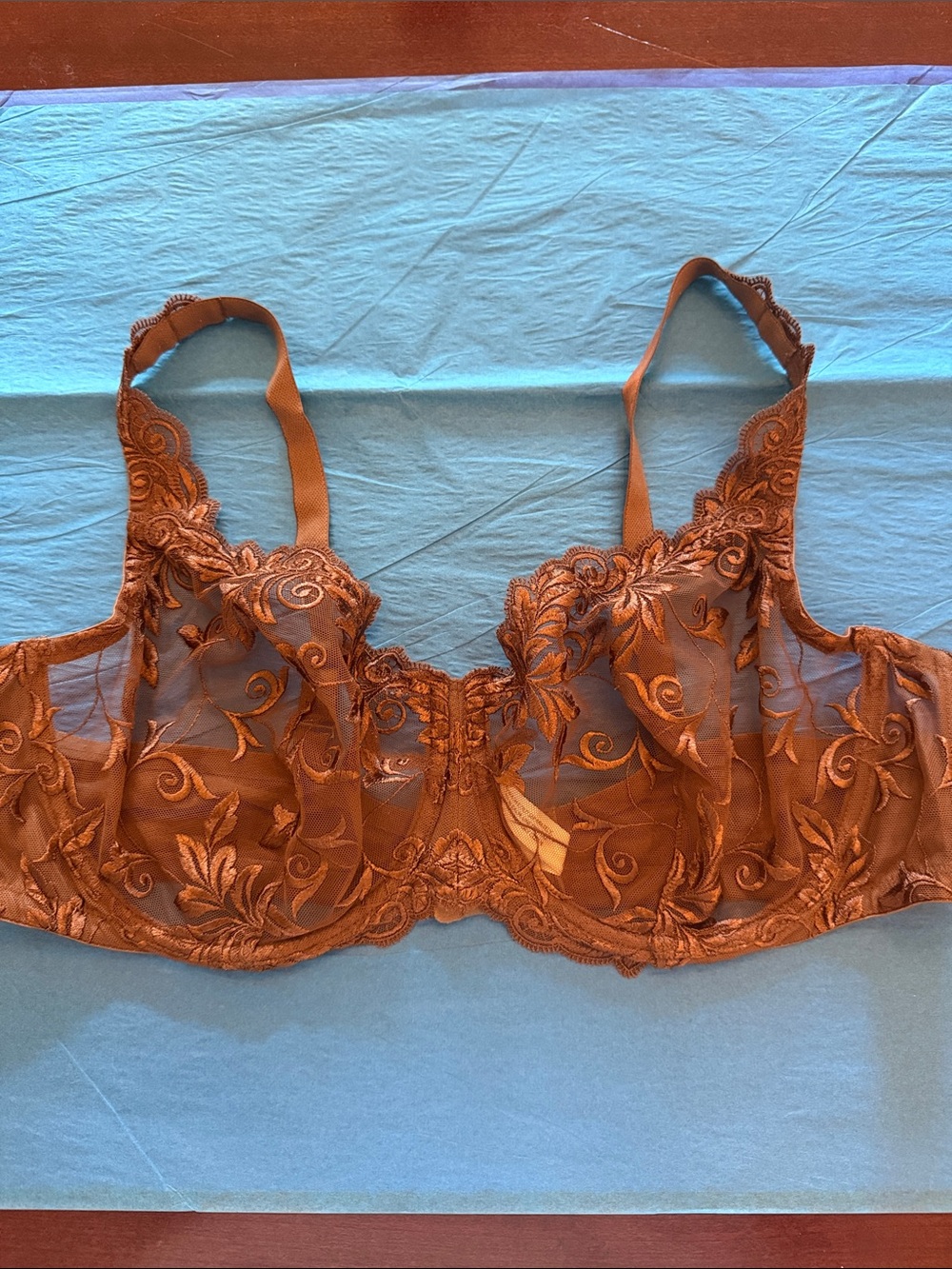 Soma Sheer Embroidered Underwire Bra in Brown